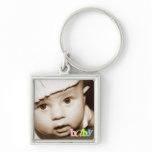 Personalized Photo Keychain "Baby" in Rainbow