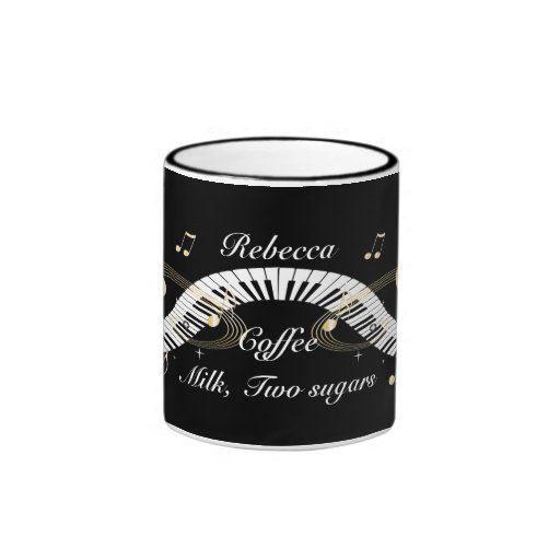 Personalized Piano Keys and Golden Music Notes Mugs