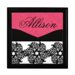 Personalized Pink and Black Damask Gift Box
