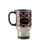 Personalized Pink and Black Damask Mug
