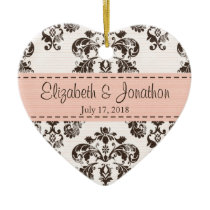 Personalized Pink and Brown Vintage Damask Wedding