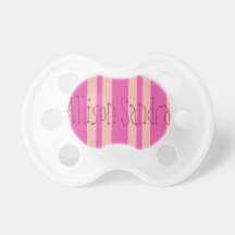 Personalized Pink and Orange Striped Pacifier