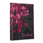 Personalized Pink Black Floral iPad Folio Case