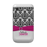 Personalized Pink, Black, White Damask Samsung Galaxy S Cases