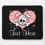 Personalized Pink Bow Skull Mousepad