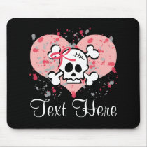 Personalized Pink Bow Skull Mousepad