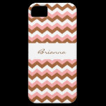 Personalized Pink Brown & White Chevron Pattern casemate cases