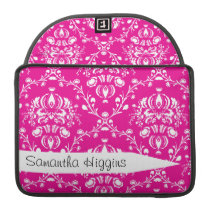 Personalized Pink Damask macbook sleeves