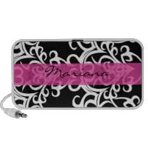 personalized pink damask speaker