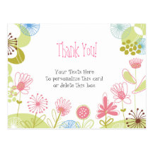 Personalized Pink Flowers Thank You Postcard