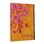 Personalized Pink Orange Floral iPad Folio Case