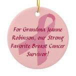 Personalized Pink Ribbon Breast Cancer Ornaments ornaments