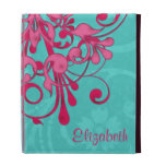 Personalized Pink Turquoise Floral iPad Folio Case