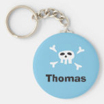 Personalized pirate party favour keychain, skull