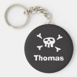 Personalized pirate party favour keychain, skull