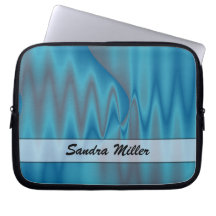 Personalized pretty blue satin look abstract laptop sleeve