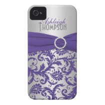 Personalized Purple and Silver Damask