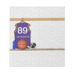 Personalized Purple Basketball Jersey Memo Note Pad