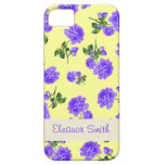 Personalized purple flowers case - cream yellow iPhone 5 cases