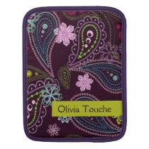 Personalized purple lime paisley Rickshaw sleeve ipad sleeves