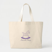 Personalized Purple Polka Dot Toy Horse Tote Bag