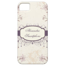 Personalized purple vintage floral iphone 5 case casemate cases
