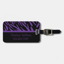 Personalized Purple Zebra Stripe Luggage Tag
