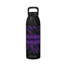 Personalized Purple Zebra Stripe Water Bottle