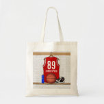 Personalized Red Basketball Jersey Canvas Bag