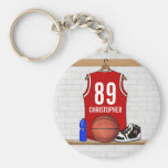 Personalized Red Basketball Jersey Key Chains