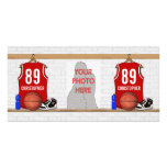 Personalized Red Basketball Jersey Photo Cards