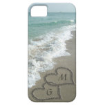 Personalized Sand Hearts on the Beach iPhone 5 Case