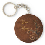 Personalized Scroll Leaf Keychain