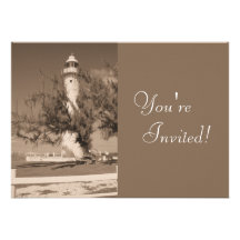 Personalized Sepia Lighthouse Family Reunion Custom Invites