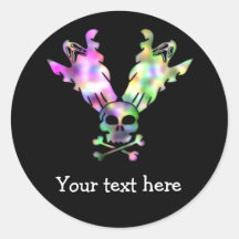 Personalized Skull And Ghosts Round Sticker