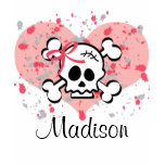 Personalized Skull Kids Ringer Tee Pink Bow Heart t-shirts