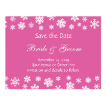 Personalized Snowflakes Save the Date Postcard