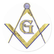 PERSONALIZED SQUARE AND COMPASSES MASONIC ROUND STICKER