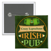 Personalized St. Patrick's Day Irish Pub Button