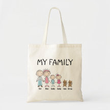 Personalized Stick Figure Family Tote Bag