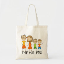 Personalized Stick Figure Family Tote Bag