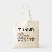 Personalized Stick Figure Family Tote Bag