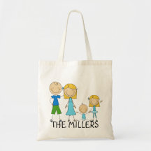 Personalized Stick Figure Family Tote Bag
