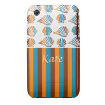 Personalized Striped Orange, Blue, Brown, and Whit iPhone 3 Covers