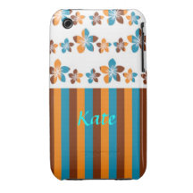 Personalized Striped Orange, Blue, Brown, and Whit iPhone 3 Case