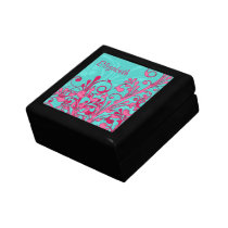 Personalized Turquoise and Pink Floral Jewellery B