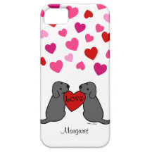 Personalized Two Black Labradors Cartoon iPhone 5 Cases