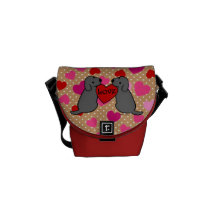 Personalized Two Black Labradors with Love Messenger Bags