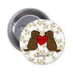 Personalized Two Choco Labradors with Love Cartoon Pins