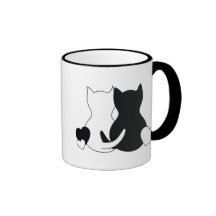 Personalized Valentine Mug, Cat Kittens Heart